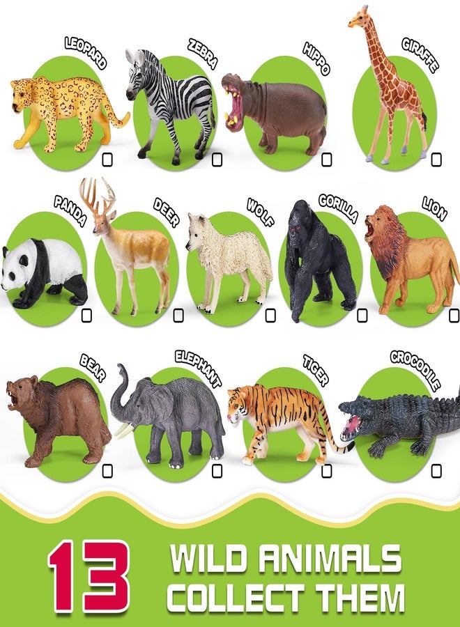 KarberDark 13 Pack Wild Animal Toys with Educational Booklet and Gift Box, Realistic Safari Animals Figures for Kids, Plastic Zoo Animals Figurines for Toddler Ages 1-3, Jungle Birthday Party Favor for Boy Girl - Image 2